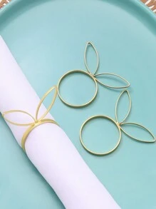 家庭廚房餐廳會議酒店農舍度假慶祝婚禮派對鄉村派對桌子裝飾環形餐巾環復活節簡約時尚可愛金色兔耳餐巾裝飾環1入組 - 金色 - 查看 1