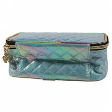 新款時尚便攜式化妝箱化妝包休閒方格女性收納洗漱包 - 藍色 - 查看 4