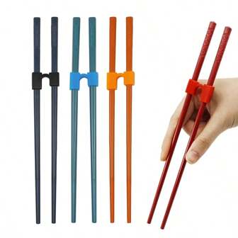 4pcs Chopstick Helper For Adult, Beginner, Trainer Or Learner – Plastic Hinge Connector For Chopsticks Training – Anti-Slip, Reusable And Replaceable – Dishwasher Safe ,Kitchen,Christmas Gift
