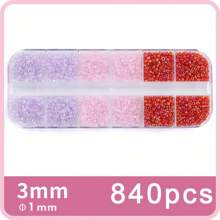 840pcs 3mm Glass Seed Beads 8/0 Small Tiny Beads Kit, Random Color Series Bracelet Making Beads With 12-Grid Plastic Storage Box For DIY Bracelets Necklace Jewelry Making Supplies