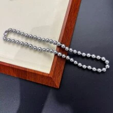 圓形aaa+質量貝母貝殼頸鏈時尚項鍊,搭配18k白金鍍銀頸鏈扣,給女性的完美珠寶禮物,適用於情人節 - 淺灰色 - 查看 1