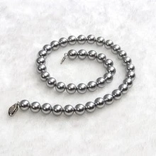 圓形aaa+質量貝母貝殼頸鏈時尚項鍊,搭配18k白金鍍銀頸鏈扣,給女性的完美珠寶禮物,適用於情人節 - 淺灰色 - 查看 7