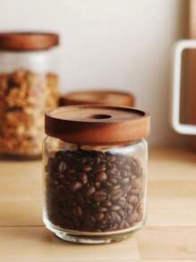 Glass Storage Jar, Kitchen Food Grain Coffee Bean Tea Leaf Sealed Transparent Canister For Storage & Organization - Brown - View 3