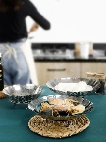 1入組不鏽鋼水果盤多功能折疊蒸籠 - 銀色 - 查看 5