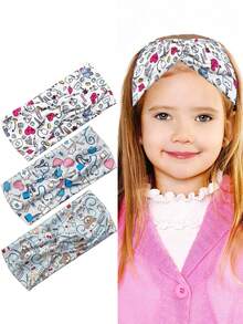 3入組卡通心形＆聽診器＆圖案頭帶,適用於兒童日常戶外活動 - 白色 - 查看 2