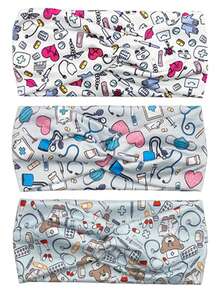 3入組卡通心形＆聽診器＆圖案頭帶,適用於兒童日常戶外活動 - 白色 - 查看 3