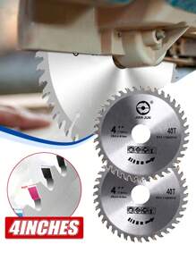 2pcs Alloy Circular Saw Blade For Wood Cutting, Double-Side Woodworking Saw Blade, 4 Inch Wood Cutting Disc, Multi-Purpose Angle Grinder Electric Tool - Silver - View 1