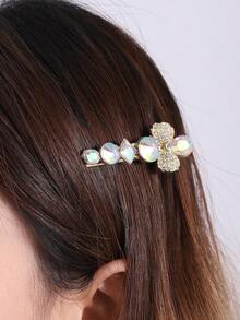 Crystal Bow Alligator Hair Clip Hair Accessory With Rhinestones, Glass Side Hairpin For Women - Multicolor - View 10