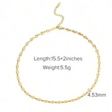 1 件 18k 鍍金簡約設計橢圓形圓盤鏈項鍊帶禮盒套裝 - 彩色 - 查看 2