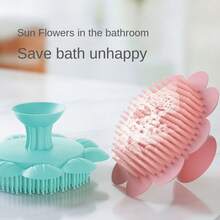 1 Piece Silicone Shampoo Brush Baby Bath Scalp Comb Bath Products Shower Scalp Massager Silicone Body Scrubber Massage Tool Shampoo Girl Silicone Baby(Pink) - Pink - View 4