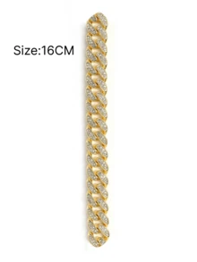 1條合金全鑲鑽橢圓鏈接手鍊 - 金色 - 查看 2