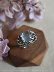 1 件復古小眾海藍寶石 925 銀戒指女式,日常佩戴 - F款活口可調節 - 查看 13