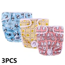 3pcs Super Absorbent Washable Diapers, Comfortable  Pet Diapers Sanitary Panties, Small/Medium/Big Dog Incontinence Dog Diaper Pants, Reusable Dog Diapers - Yellow - View 1