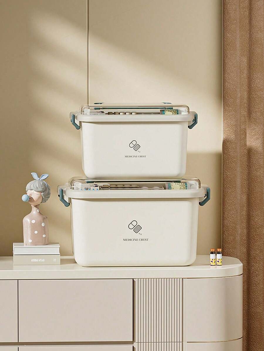 1個多功能分層藥盒,容量大,設計便攜,適合家庭分類存儲 - 白色 - 查看 1