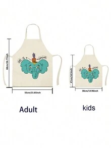 1個卡通象印花亞麻圍裙 - 紫色 - 查看 3