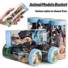 12 件裝可愛迷你古代動物猛獁象劍齒虎節日禮物男孩和女孩禮物多色組合 - 黑色 - 查看 4