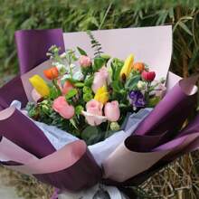 20 件/包 雙色防水 Hanfay 紙包裝紙,用於插花和花束,58x58 厘米 - 橙色+棕色 - 查看 8