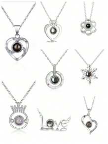 1 Stück Projektions-Halskette "Ich liebe dich in 100 Sprachen" Anhänger Schmuck für Liebhaber, Freundin, Paar, romantische, süße Accessoires, Muttertag, Valentinstag Geschenk (ohne Geschenkbox), Mama, Mutter, Muttertag, Geschenk