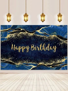 1块 100*150公分藍金大理石乙烯基生日背景布,生日派對背景裝飾用旗幟 - 彩色 - 查看 3