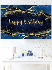 1块 100*150公分藍金大理石乙烯基生日背景布,生日派對背景裝飾用旗幟 - 彩色 - 查看 4