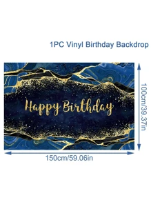 1块 100*150公分藍金大理石乙烯基生日背景布,生日派對背景裝飾用旗幟 - 彩色 - 查看 2