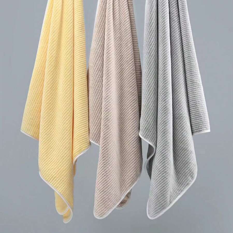 1條珊瑚絨家用毛巾,超細纖維,不掉絮,雙面珊瑚絨面布,用於吹髮和沐浴 - 米色 - 查看 1