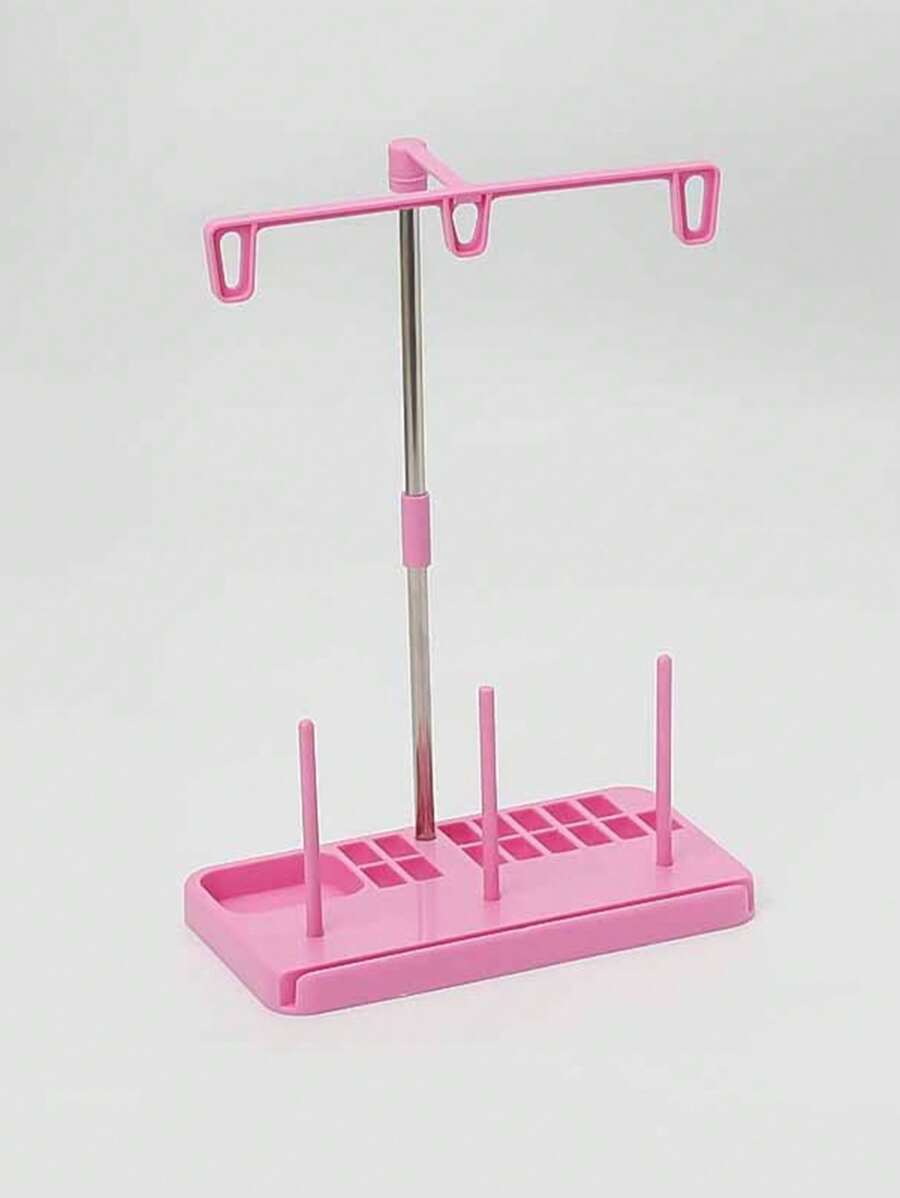 Light Weight Thread Stand - 3 Spools Holder For Domestic (Home-Base) Embroidery And Sewing Machines  - Pink