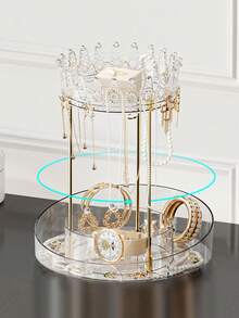 首飾收納架珠寶架聖誕禮物送給女孩,小項鍊手鐲手錶收納架,珠寶塔耳環架（透明） - 無色 - 查看 4