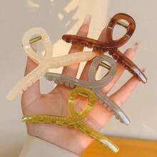 1pc Light Grey Acrylic Jelly Hair Claw Clip For Women, Hair Clamp For Updos, 2023 New Simple Hair Accessory, Big Size - Light Grey - View 4