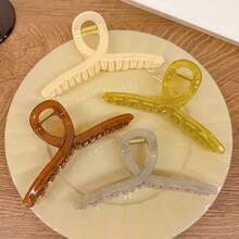 1pc Light Grey Acrylic Jelly Hair Claw Clip For Women, Hair Clamp For Updos, 2023 New Simple Hair Accessory, Big Size - Light Grey - View 2