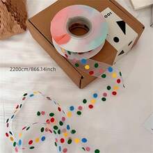1pc Rainbow Dot Decorative Ribbon Birthday Cake Box Gift Bow Polka Dot Webbing - Multicolor - View 2