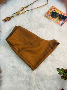 Women Shorts - 棕色 - 查看 3