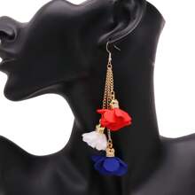 博霍風流蕾絲耳環女款蕾絲耳環三層長耳墜陳述時尚派對珠寶配件