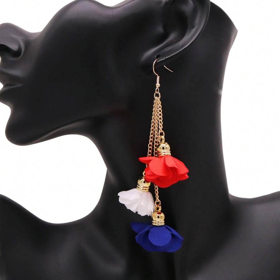 博霍風流蕾絲耳環女款蕾絲耳環三層長耳墜陳述時尚派對珠寶配件