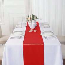 1pc 11*108 Inch Red Satin Table Runner, Stain And Wrinkle Resistant, Perfect For Holidays, Weddings, Graduations, Parties, Banquets - Red - View 9