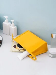 明亮的黃色pu化妝包,便攜防水大容量化妝包,女士化妝工具,化妝品組織,返校學用品,旅行配件,情人節禮物 - 黃色 - 查看 7