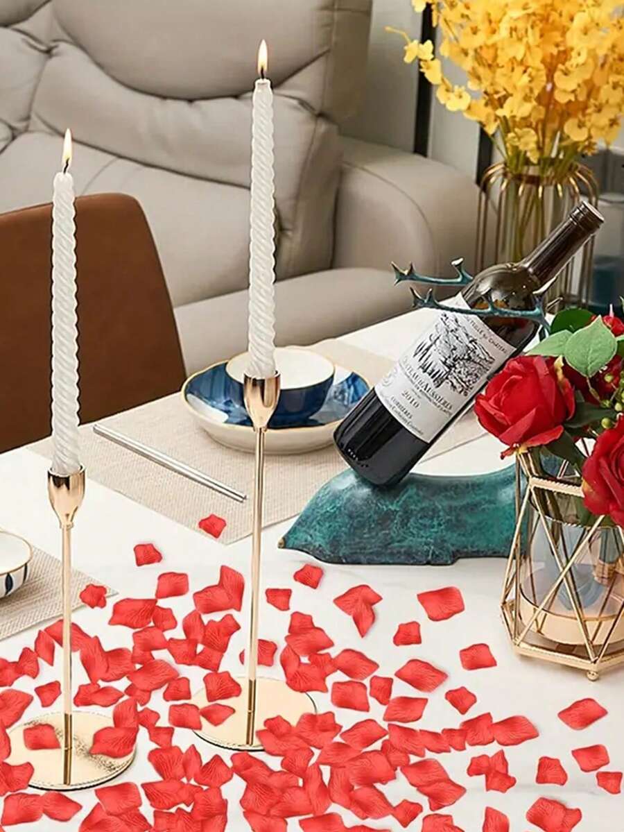 100入組情人節裝飾人造玫瑰花瓣,適用於婚禮、求婚、燭光晚餐、家庭裝飾 - 紅色 - 查看 1