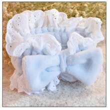 Sweet Lace & Bowknot Hairband With Floral Trim Design, Hair Wrap For Women - Baby Blue - View 3