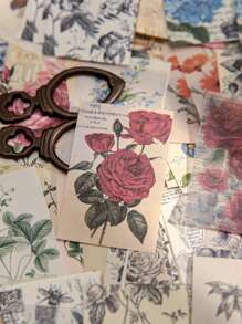 Libro De Memoria Vintage, Mini Libro De Recortes De Papel Desgarrable, Material Para Manualidades, 50 Patrones Diferentes, 2 Hojas/patrón, 100 Hojas En Total. - Multicolor - Ver 8