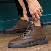 Men's Boots, British Style Leather Boots, Retro Winter Shoes, Versatile Men's Boots - Brown - View 6