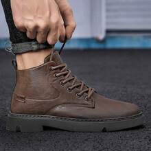 Men's Boots, British Style Leather Boots, Retro Winter Shoes, Versatile Men's Boots - Brown - View 3