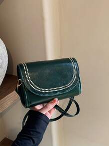 迷你萊姆色時尚休閒復古風格拼色優雅斜背包,適用於上學、度假或假期,非常適合巴西嘉年華和聖派屈克節 - 綠色 - 查看 2