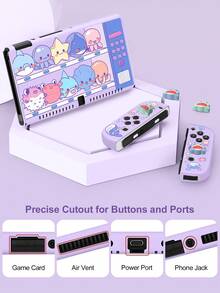 Compatible With Switch Oled - 1pc Purple Ocean Vending Machine Pattern Tpu Protective Case With 4pcs Joystick Caps - Multicolor - View 5