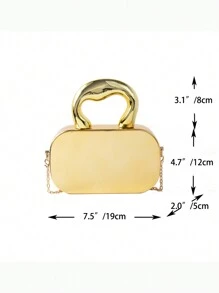 迷你新潮丙烯酸金屬色手提盒配鏈條肩帶手袋 - 金色 - 查看 5