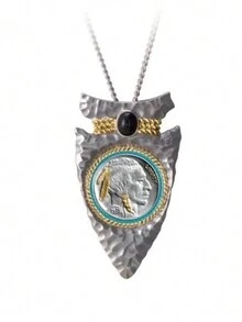1pair Fashionable Chieftain Necklace With Gold & Silver Colors (Unisex) - Style 1 - View 1