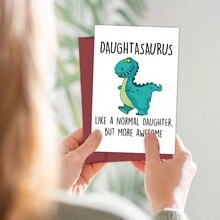1入組,可愛的恐龍女兒生日賀卡,作為女兒的生日禮物,女兒生日卡,小型企業用品,感謝卡,生日禮物,卡片,不尋常的物品,禮品卡 - 彩色 - 查看 3