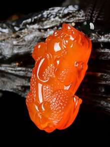 Agate Jade Fengshui PIXIU Pendant Lucky Necklace - Yellow - View 3