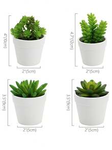 4入組小型人工多肉桌上植物,假多肉植物,搭配盆栽,適用於家庭辦公室和花園裝飾 - 綠色 - 查看 2