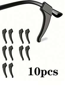 10 件装防滑硅胶眼镜腿头、眼镜防滑耳夹、硅胶眼镜架、运动眼镜固定器 - 黑色 - 查看 6