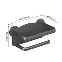 1 件壁掛式浴室紙巾架,衛生紙捲盒,紙巾架,附置物架,無需鑽孔 - 灰色 - 查看 2